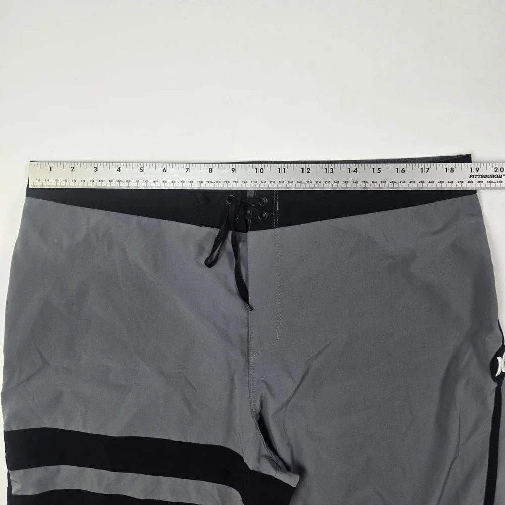 Hurley Board Shorts Men 36 Gray Phantom Striped Swim Trunks Surf